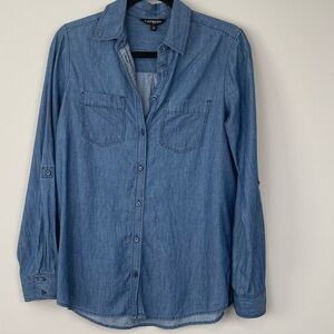 Express Denim Casual Blue Long Sleeve Button Down Jeans Shirt Women’s Size XS